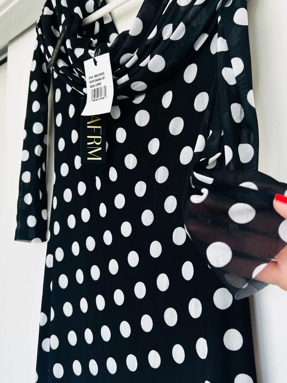 AFRM Black & White Polka Dot Midi Dress